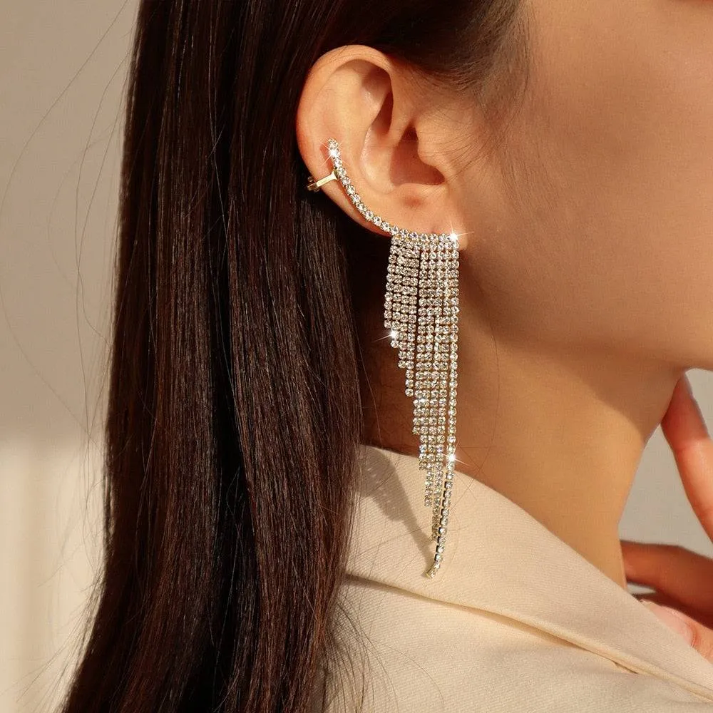 Silver Metal Butterfly Sparkling Zircon Ear Cuff without Piercing For Women