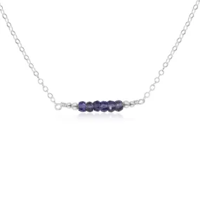 Sparkling Blue Grey Iolite Faceted Bead Bar Necklace