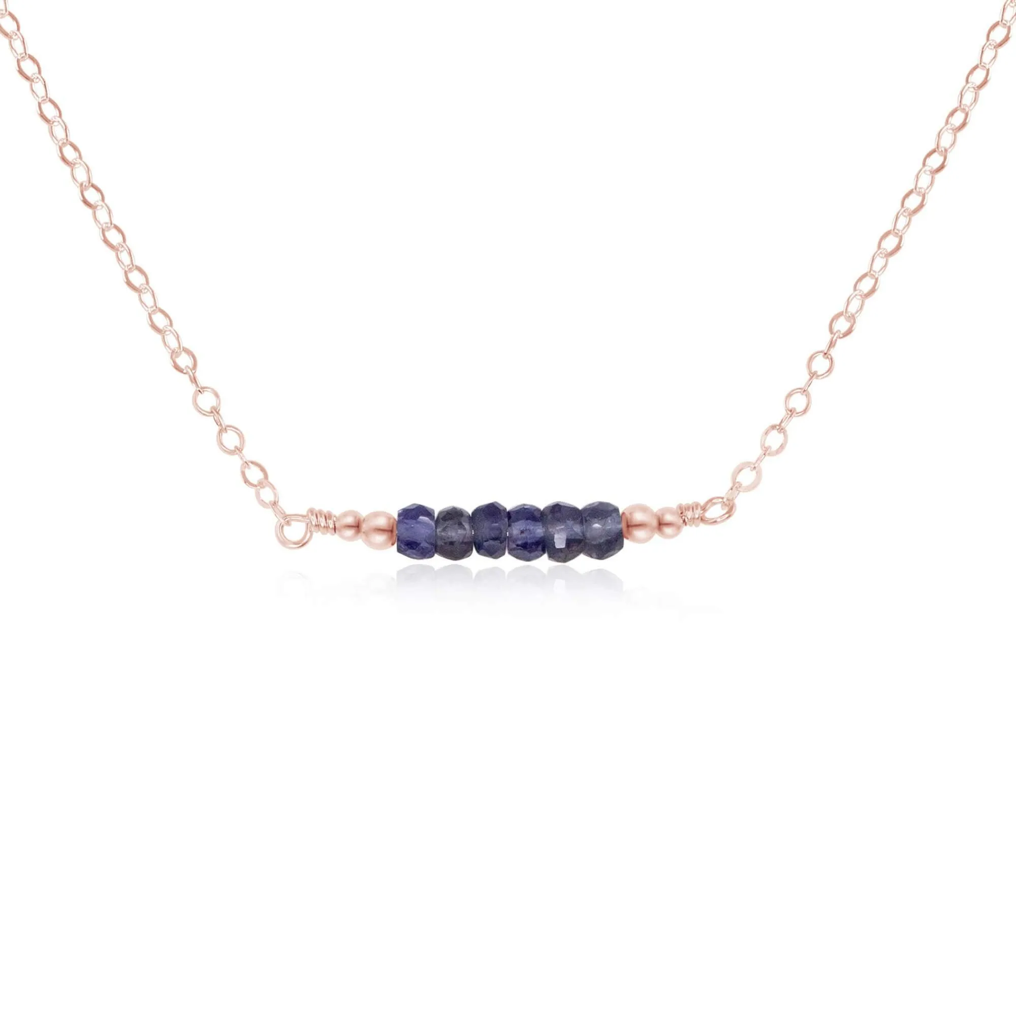 Sparkling Blue Grey Iolite Faceted Bead Bar Necklace