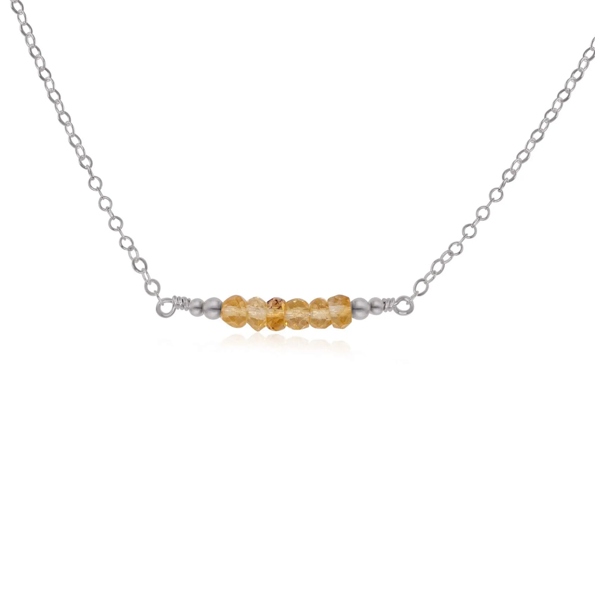 Sparkling Yellow Citrine Faceted Bead Bar Necklace
