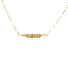 Sparkling Yellow Citrine Faceted Bead Bar Necklace
