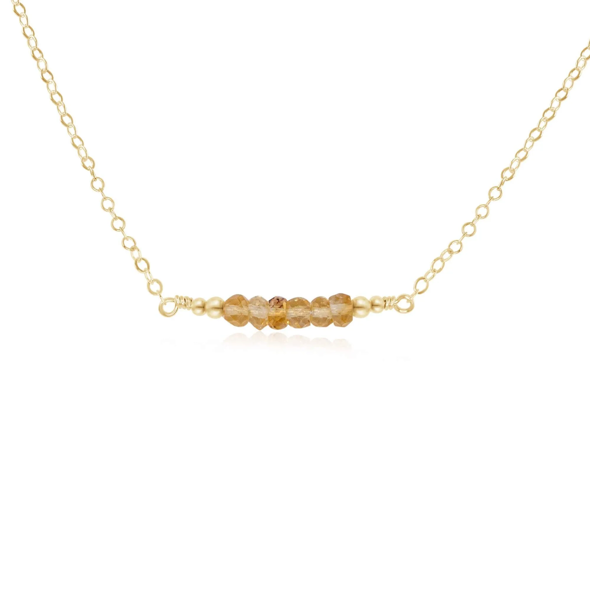 Sparkling Yellow Citrine Faceted Bead Bar Necklace