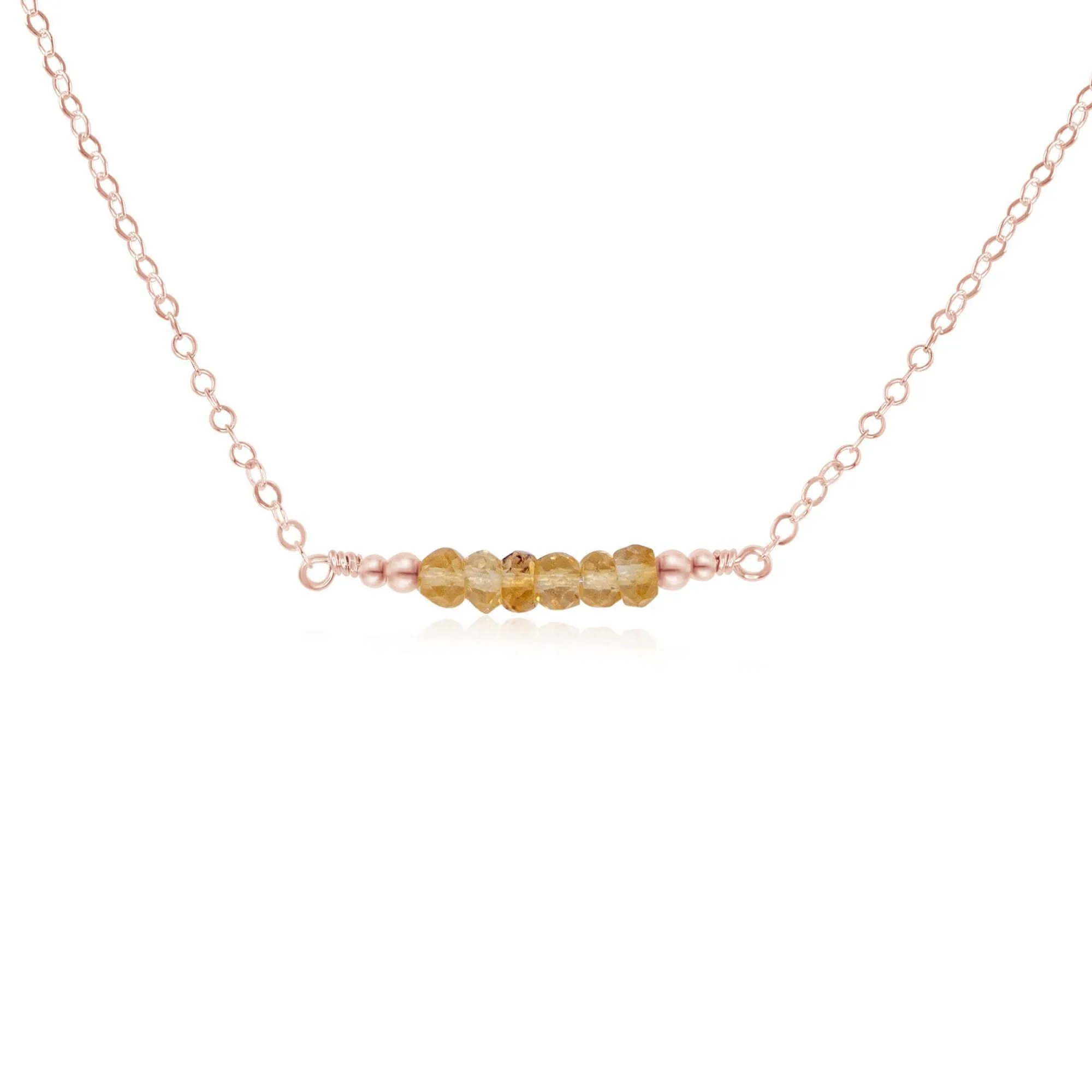 Sparkling Yellow Citrine Faceted Bead Bar Necklace