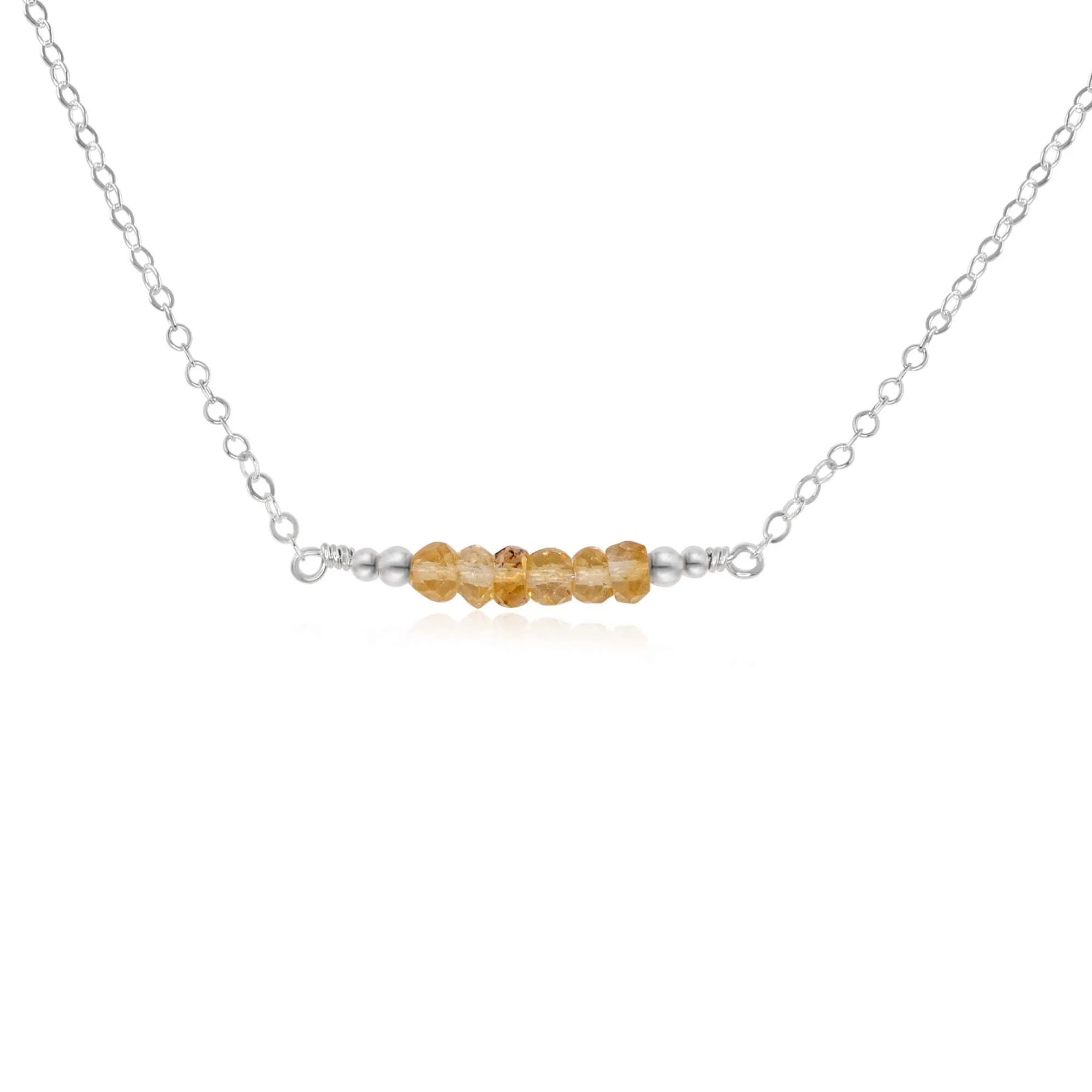 Sparkling Yellow Citrine Faceted Bead Bar Necklace