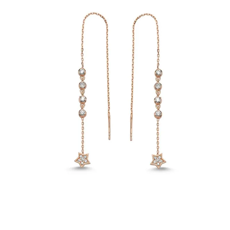Star Ear Threader in Rose Gold