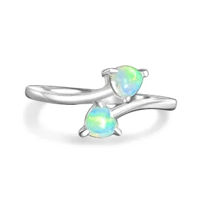 Sterling Silver 4mm Hearts Opal ring