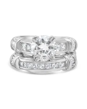 Sterling Silver Brilliant Cubic Zirconia Band Set of 2