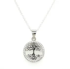 Sterling Silver Cz Tree of Life Pendant