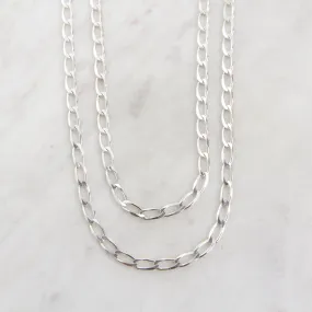 Sterling Silver Double Strand of 4.2mm Flat Curb Chain