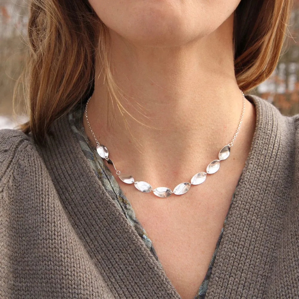 Sterling Silver Necklace with Oval Tabs