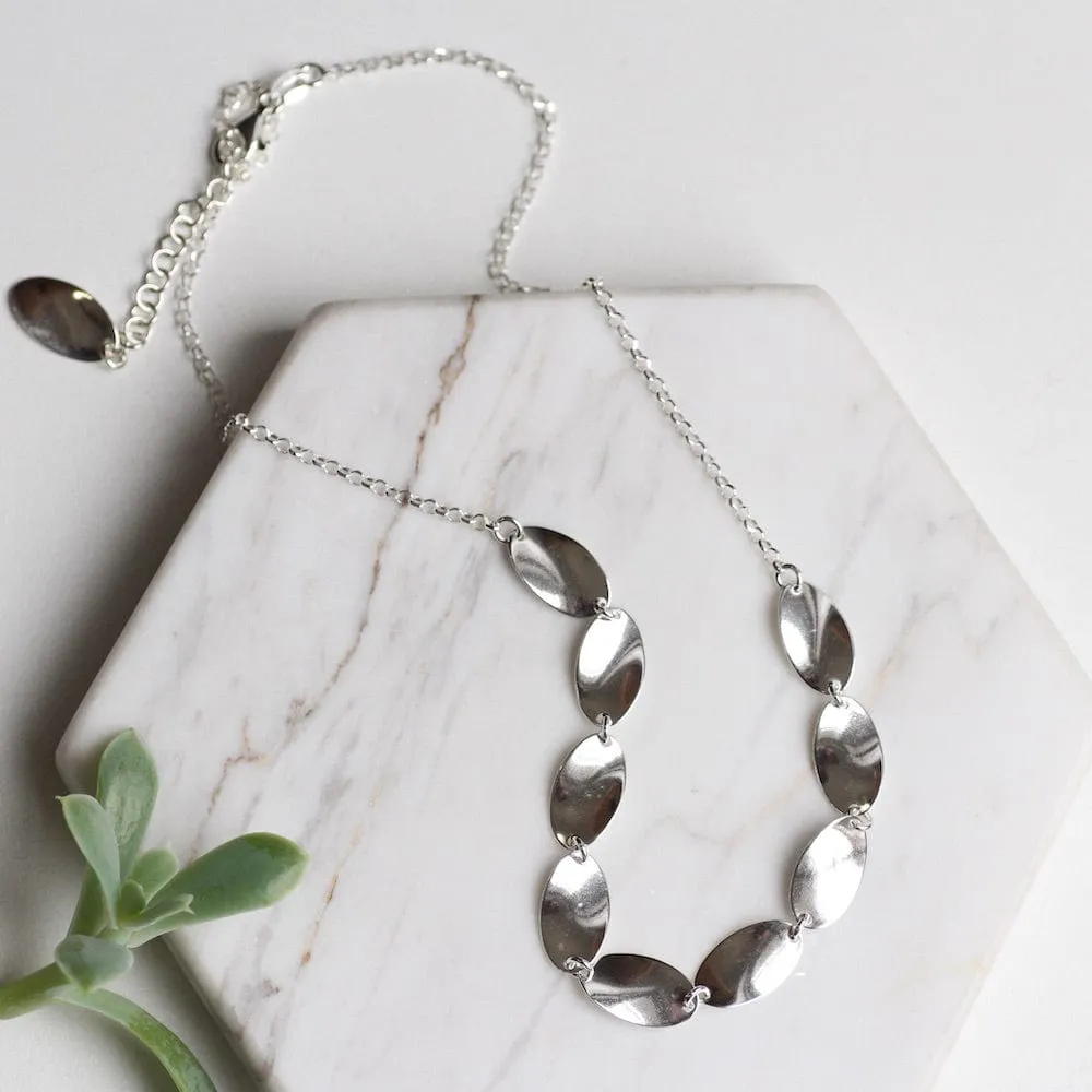 Sterling Silver Necklace with Oval Tabs