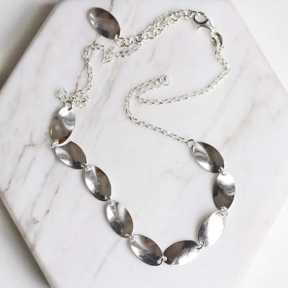 Sterling Silver Necklace with Oval Tabs
