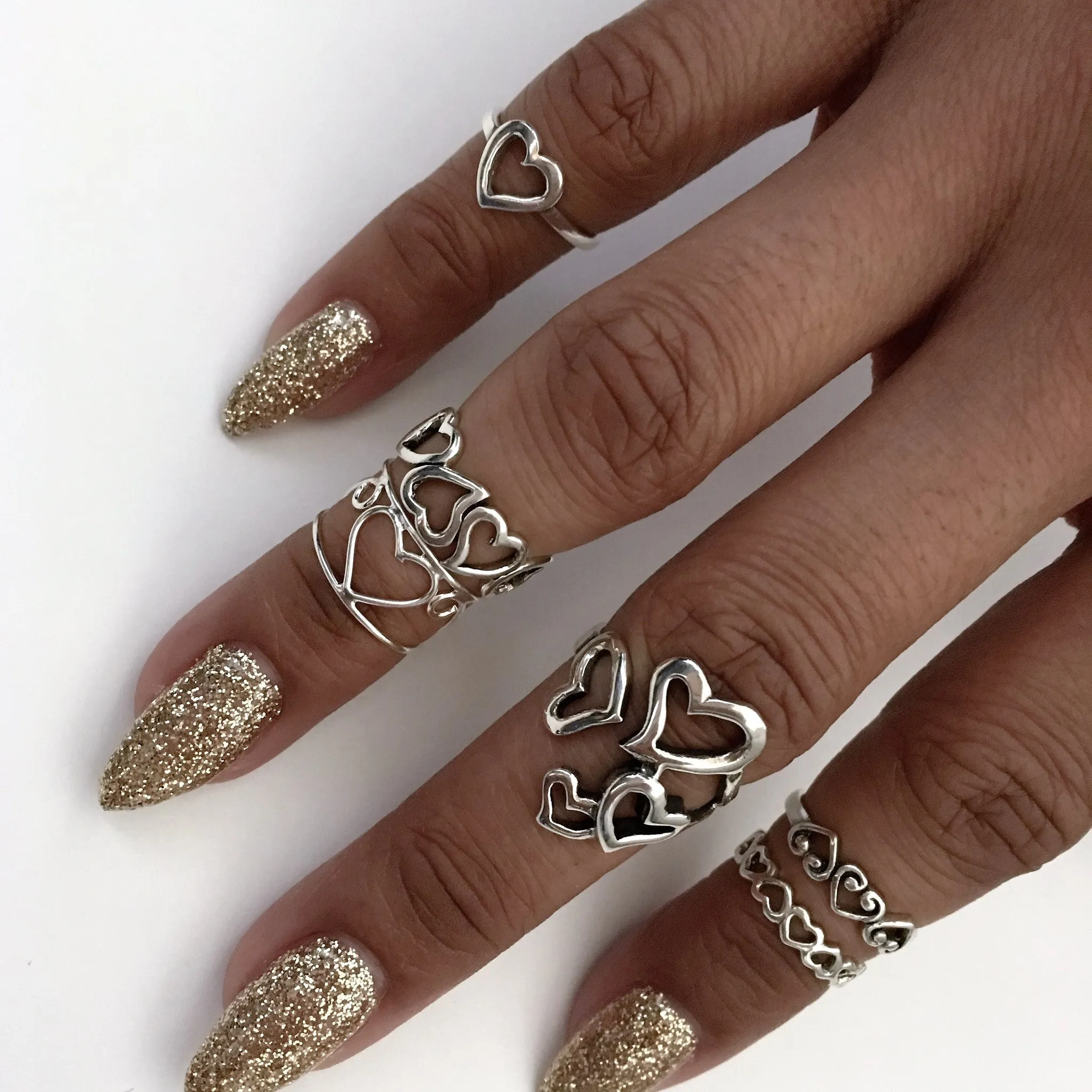 Sterling Silver Three Hearts Toe Ring, Silver Heart Ring