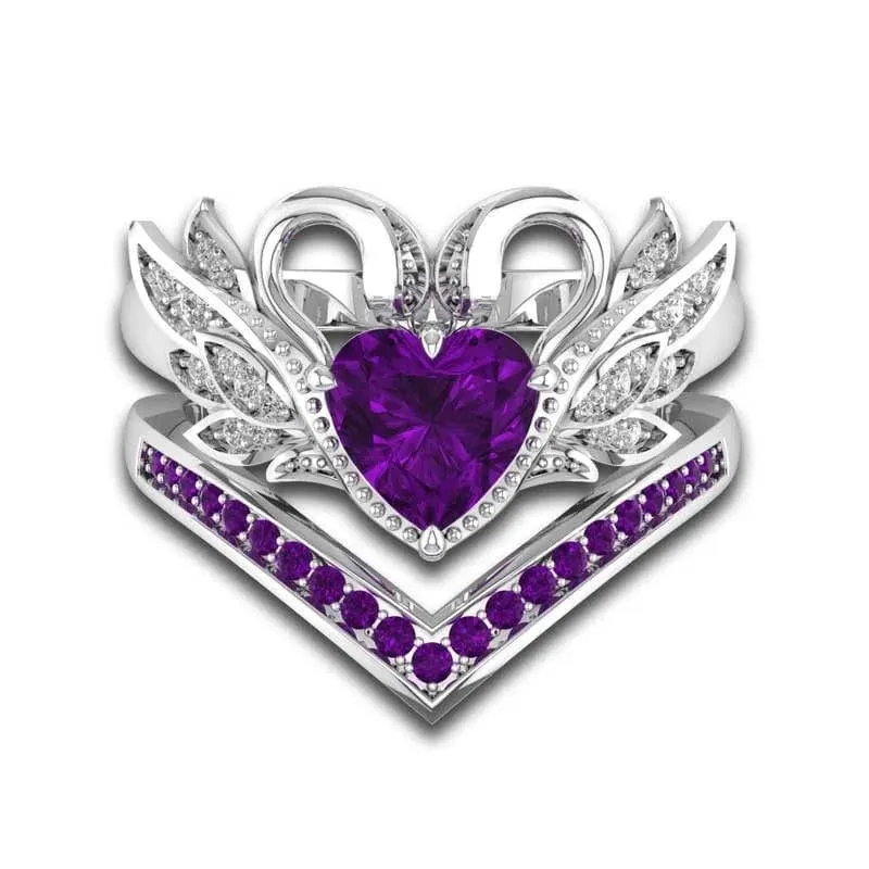 Sweet Heart Swan Ring Set