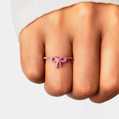 TEEK - 925 SS Mother Daughter Zircon Bow Ring