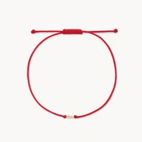 the abacus contemplation cord bracelet - 10k yellow gold, red cord
