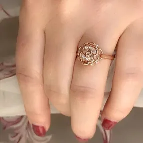 Trilogy of Elegance: 'Rose Is A Rose' Crystal Rings in Tri-Tone Gold Plating