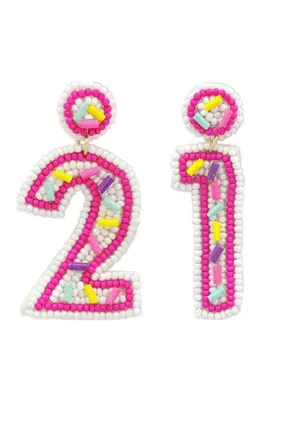 Turning 21 Birthday Earrings