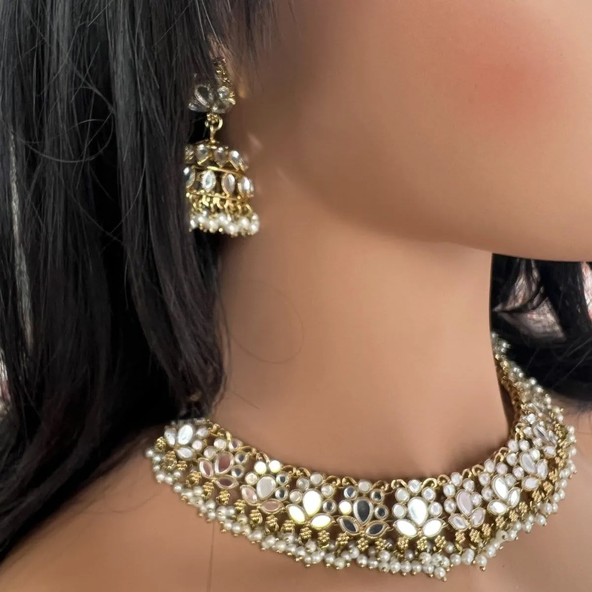 Vaali Mirrored Necklace set - Lilac