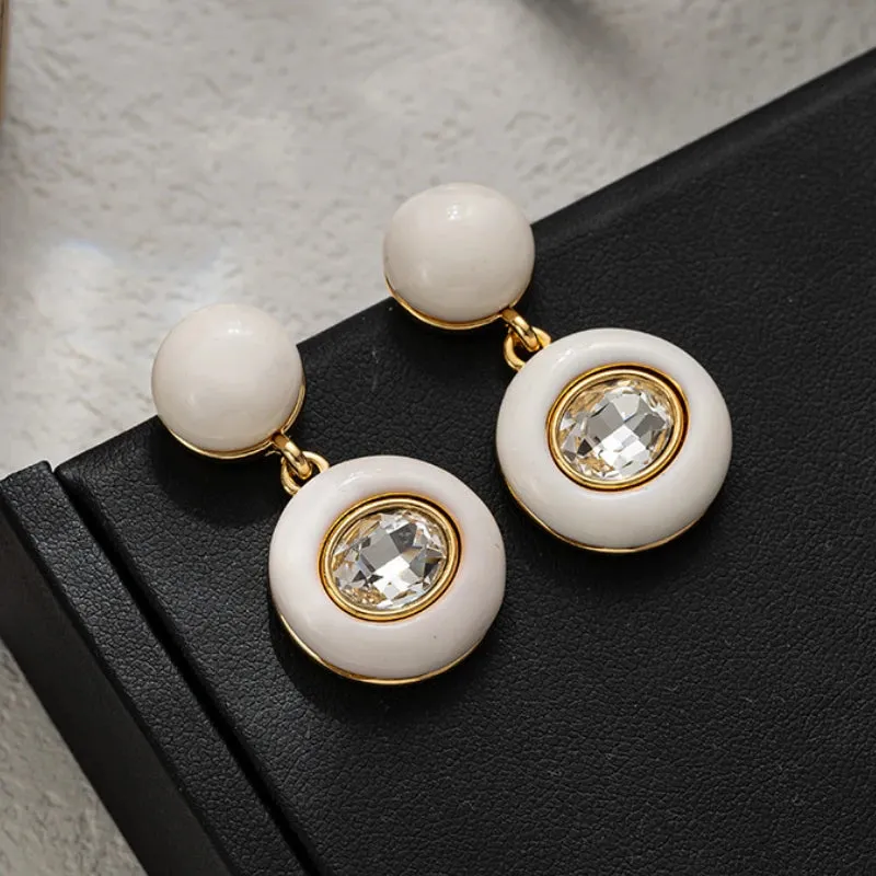 VAIGE Retro Vibrant Geometric Circle Enamel Earrings in Multicolor