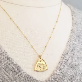 Vermeil Indian Elephant Tab Necklace