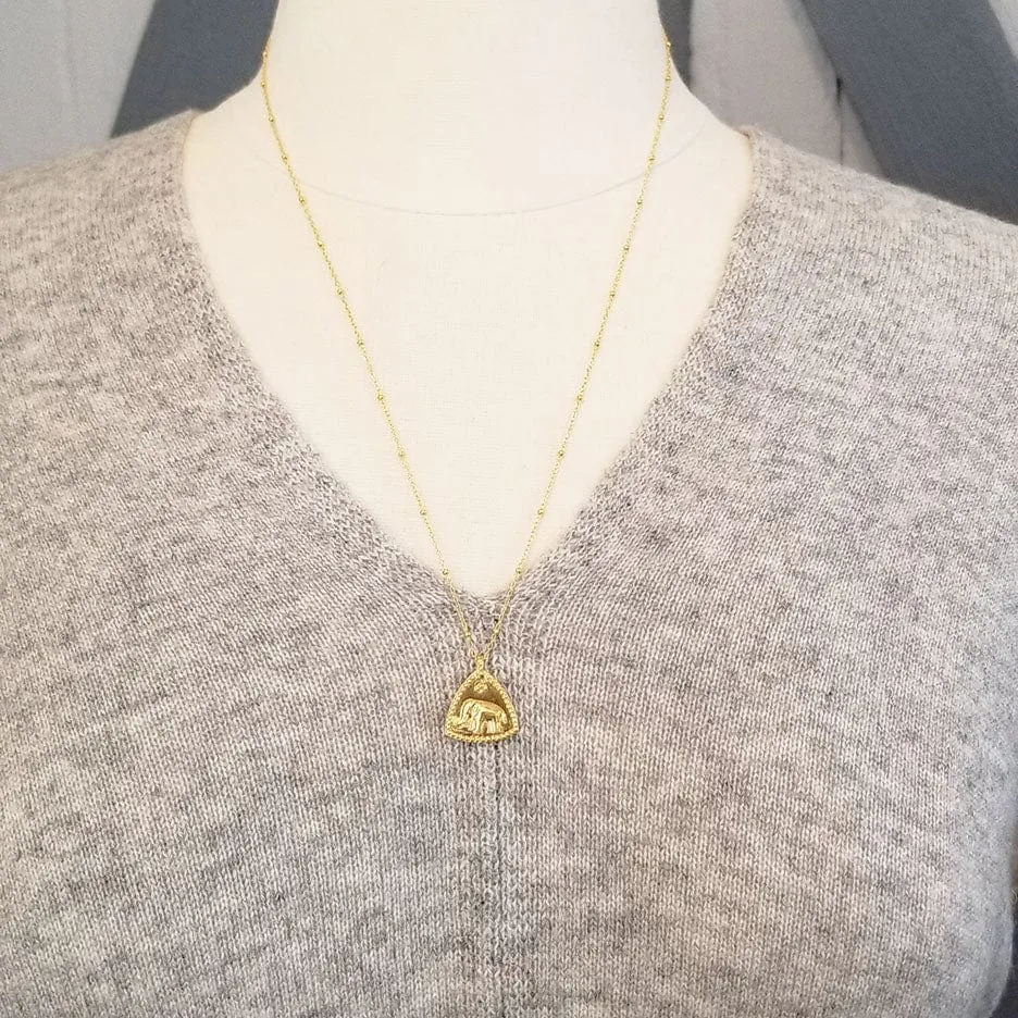 Vermeil Indian Elephant Tab Necklace