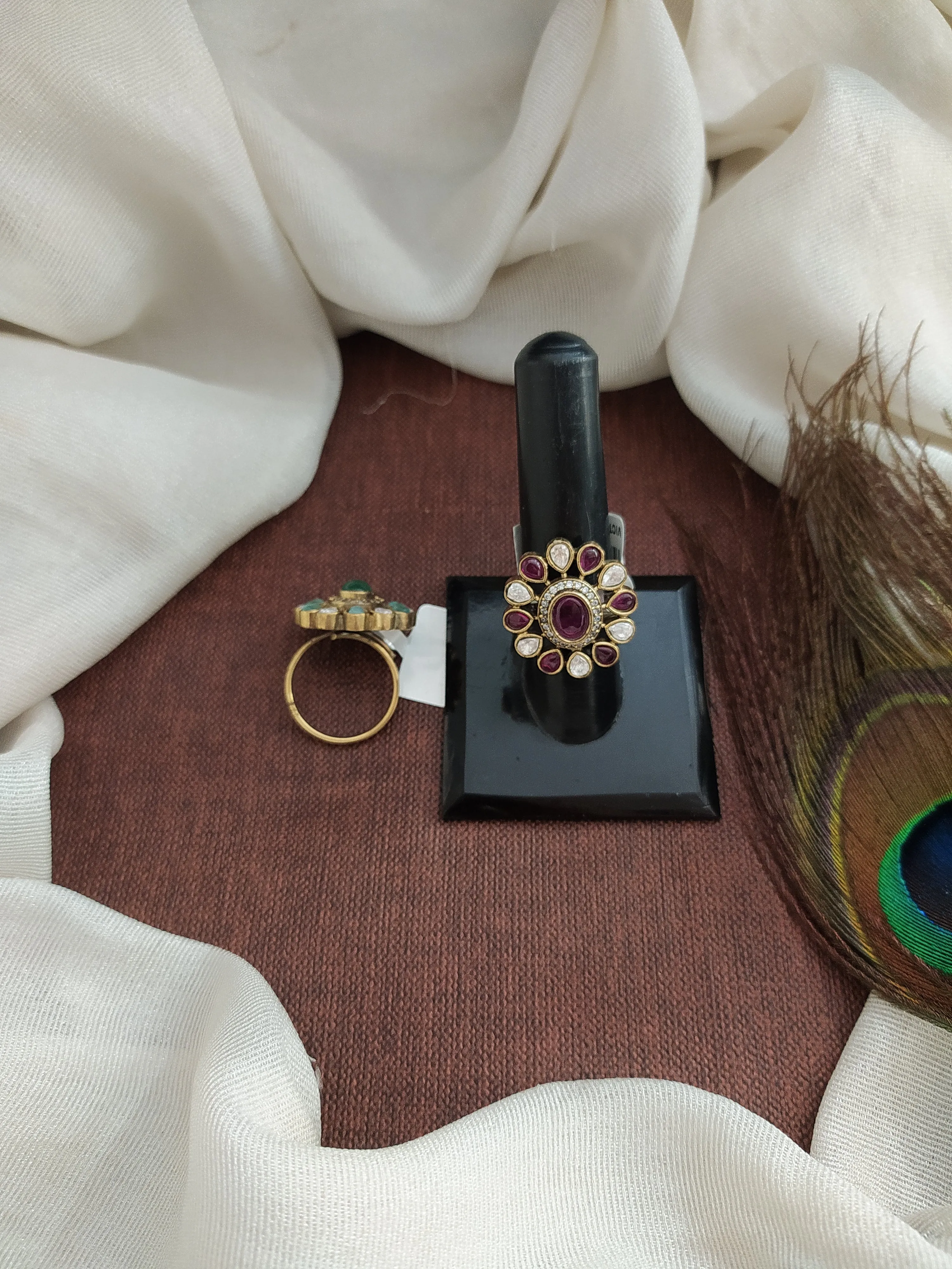 Victorian Adjustable Finger Rings with Kundan/Polki Stones