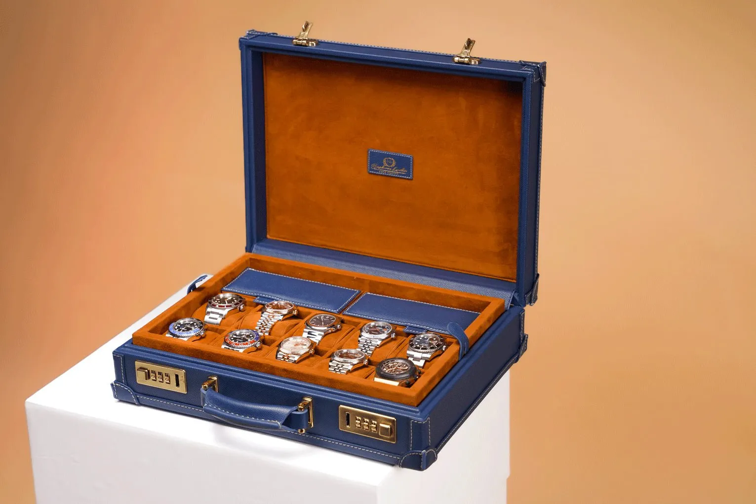 Watch Collector Case - Saffiano Navy Blue