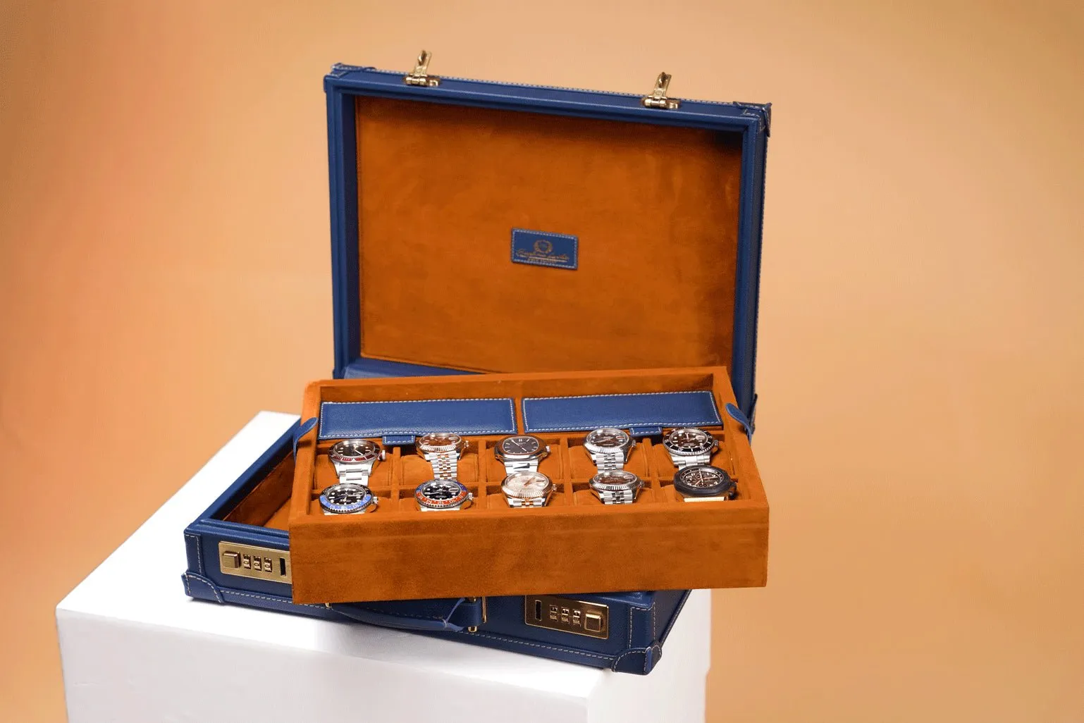 Watch Collector Case - Saffiano Navy Blue