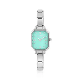 Watch Paris 076037/032 Stainless Steel & Rectangle Turquoise Dial