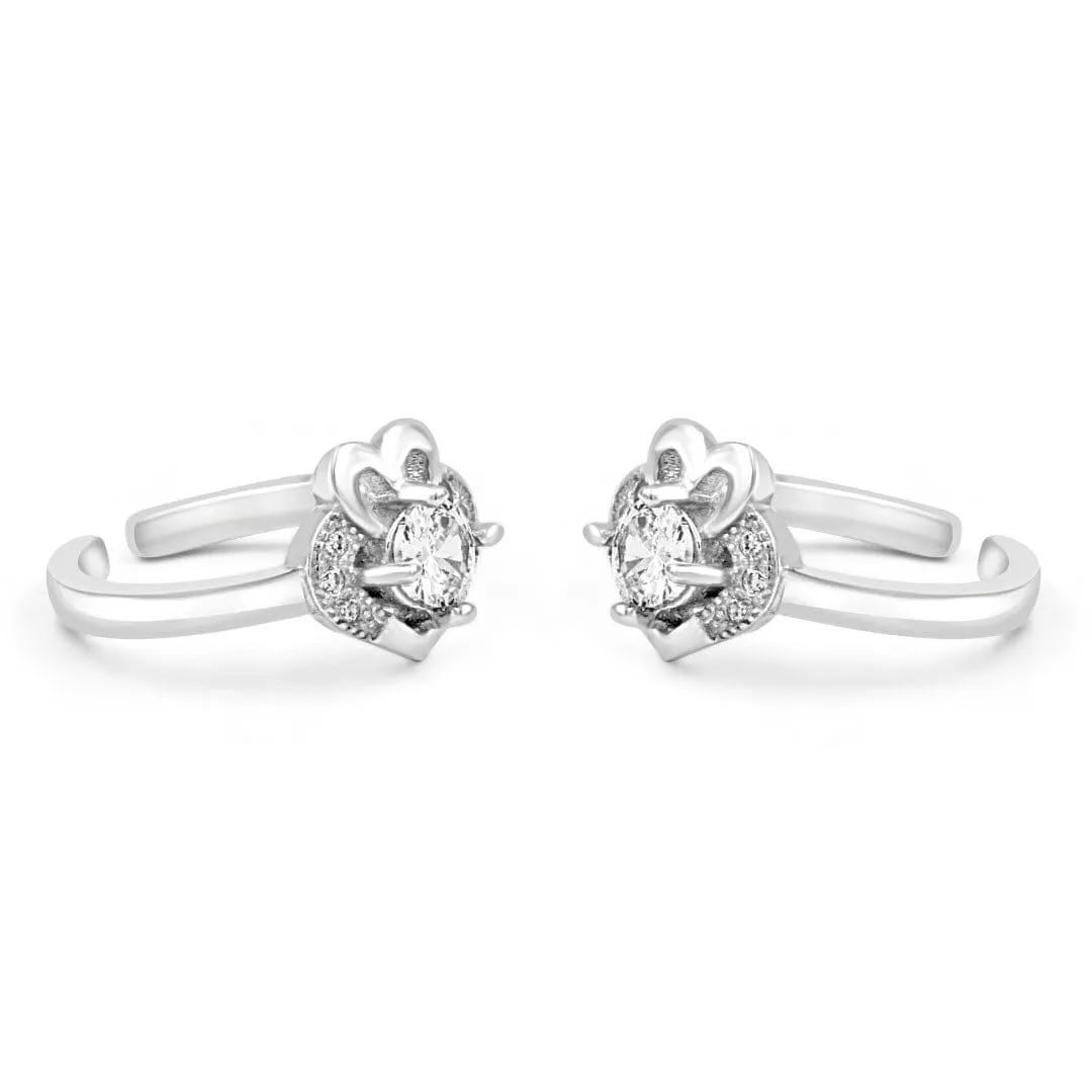 Zarkan A Heart For A Heart Silver Toe Rings