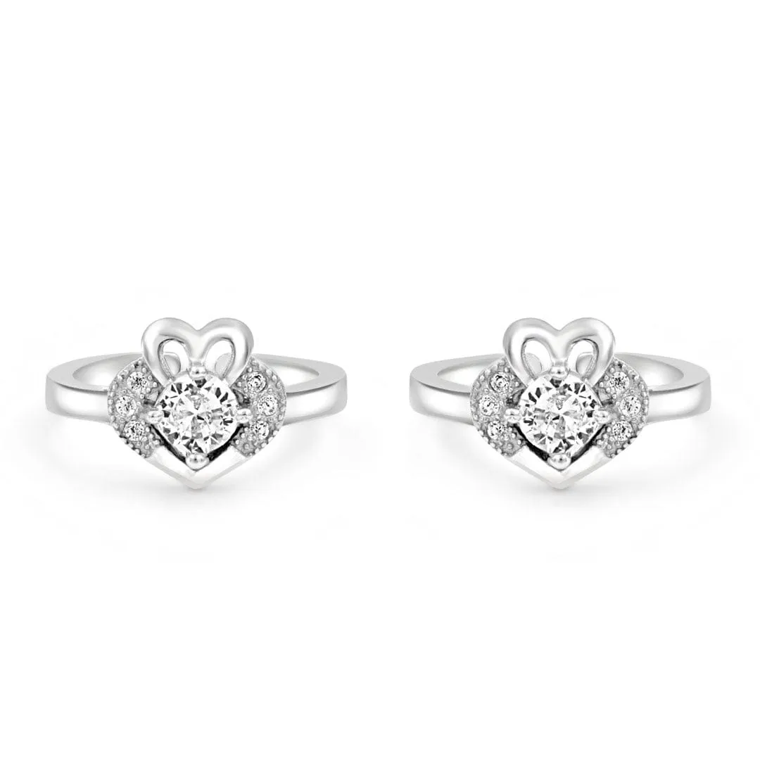 Zarkan A Heart For A Heart Silver Toe Rings