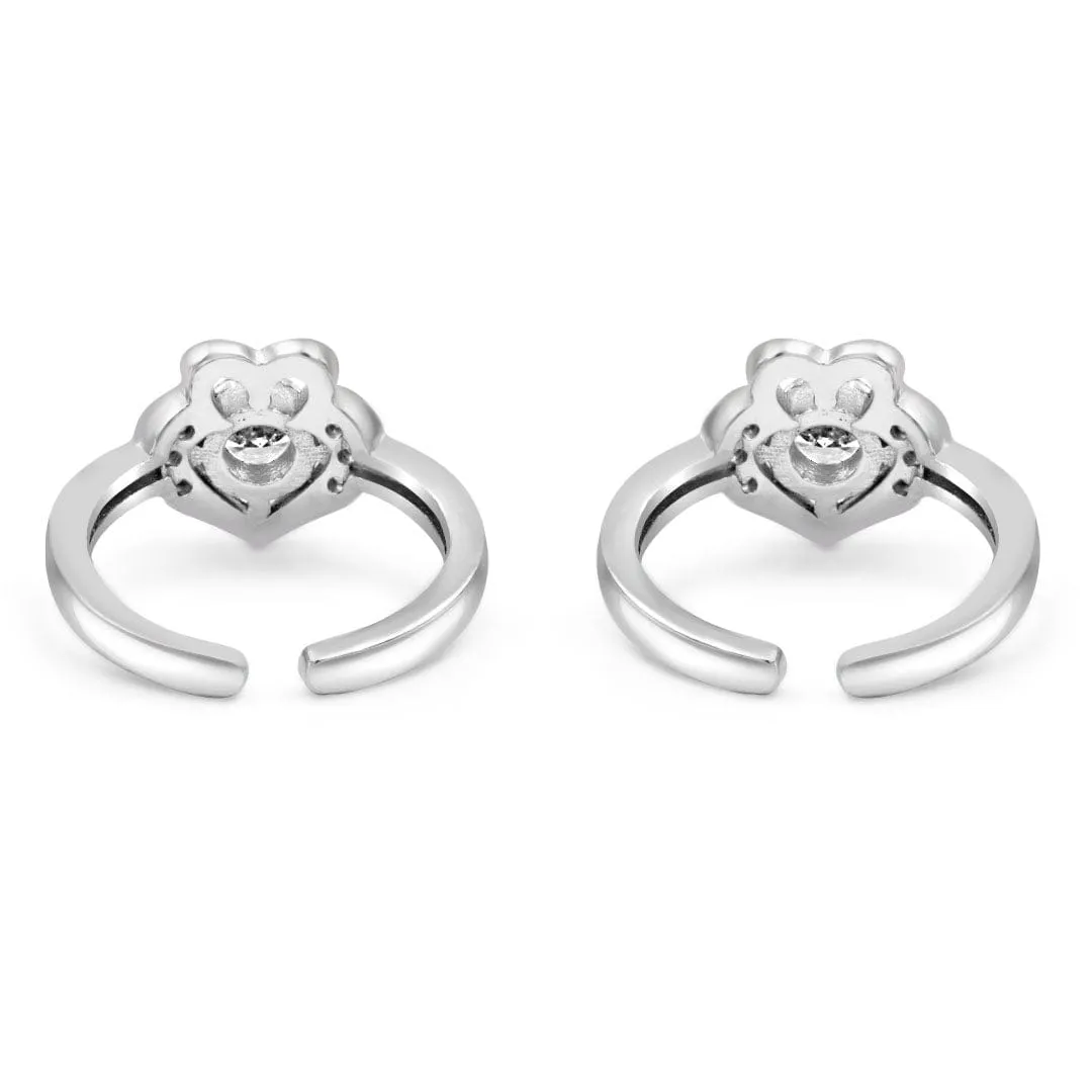 Zarkan A Heart For A Heart Silver Toe Rings