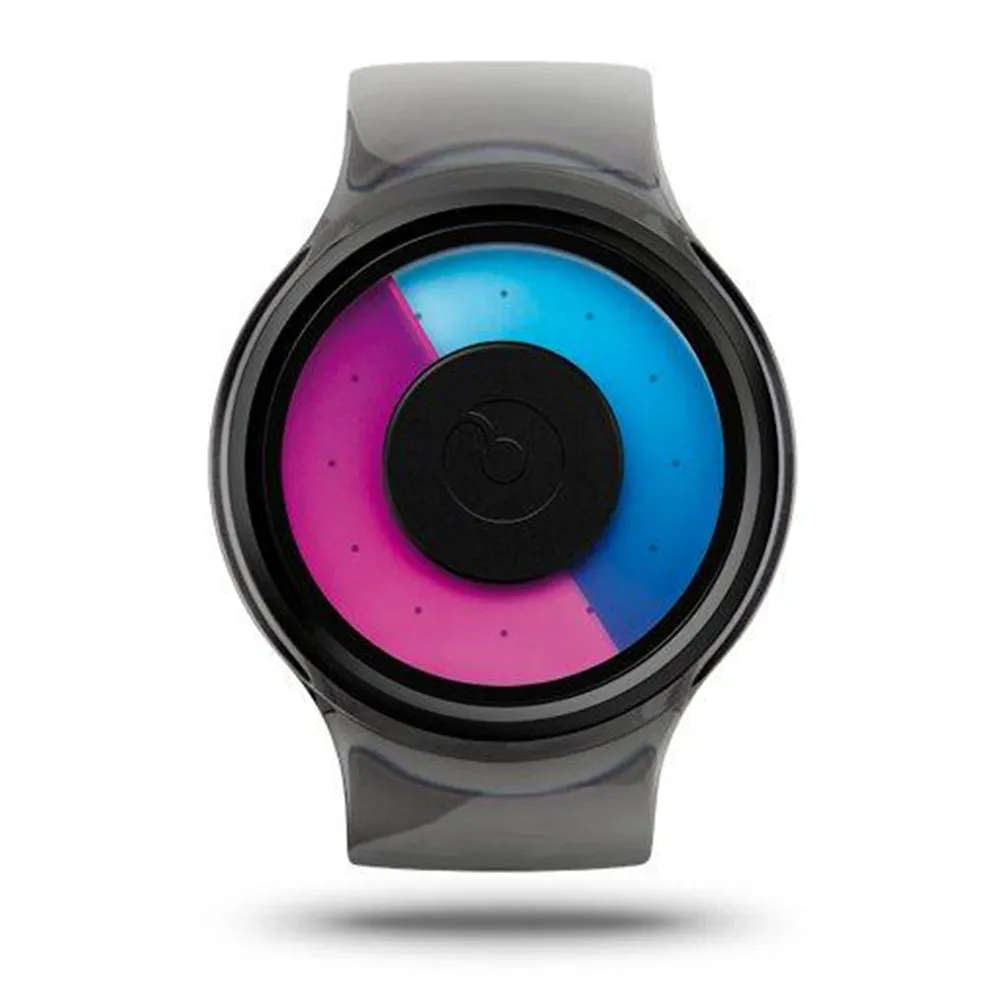 Ziiiro Unisex Proton Transparent Smoke Plastic Watch - Black Rubber Strap - Blue/Pink Dial - Z0006WBP