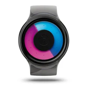 Ziiiro Unisex Proton Transparent Smoke Plastic Watch - Black Rubber Strap - Blue/Pink Dial - Z0006WBP